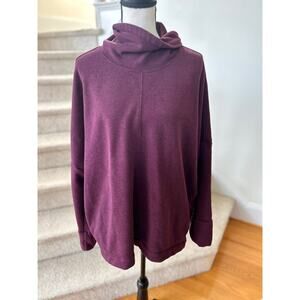 Athleta Cozy Karma Burgundy Fleece Lined Cowl Neck Pullover Sweatshirt